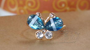 韓版小飾品批發 時尚淑女精致閃鉆蝴蝶耳環耳飾，廠家直銷助力美發飾品銷售